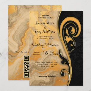 Abstracts goud op zwart en gemengd marmeren textur kaart