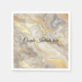 Abstracts goud op zwart en gemengd marmeren textur servet (Voorkant)