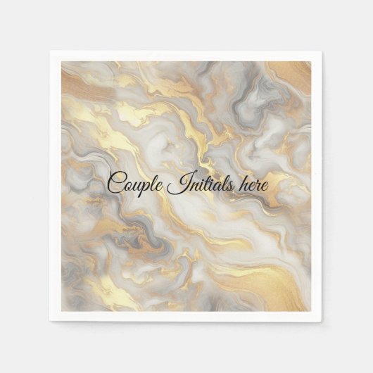 Abstracts goud op zwart en gemengd marmeren textur servet (Voorkant)