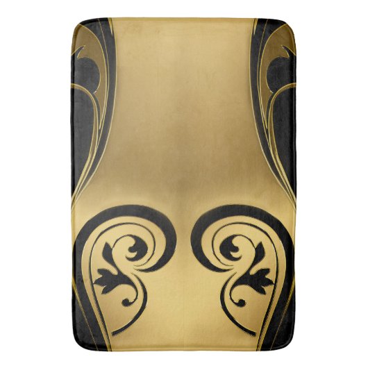 Abstracts met gouden accenten op zwart en wit badmat (Voorkant Verticaal)