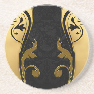 Abstracts met gouden accenten op zwart en wit zandsteen onderzetter