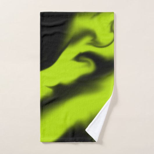 Abstrait 3 en noir et vert citron (Serviette à main)