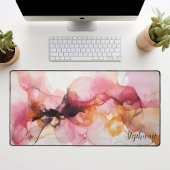 Abstrait à l'encre alcoolique rose et or