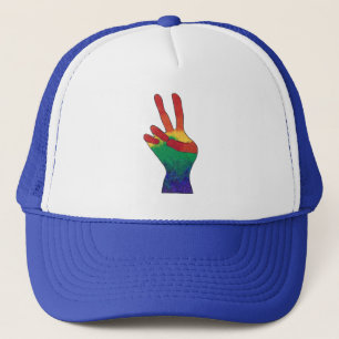 Abstrait arc-en-ciel signe main de paix casquettes