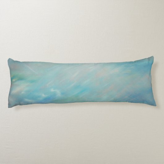 Abstrait art bleu brume flotter long coussin (Dos)