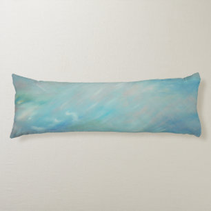 Abstrait art bleu brume flotter long coussin
