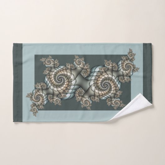 Abstrait Beige clair Bleu Fractal Art Spirales (Serviette à main)