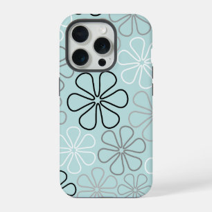 Abstrait Big Flower Outlines BWG+Duck Egg Blue