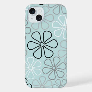 Abstrait Big Flower Outlines BWG+Duck Egg Blue