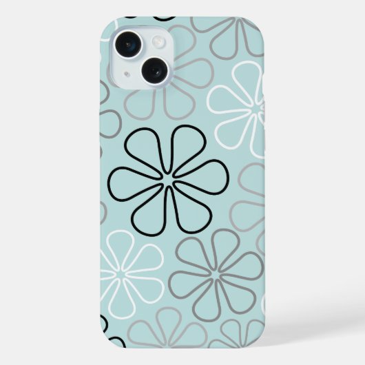 Abstrait Big Flower Outlines BWG+Duck Egg Blue (Verso)