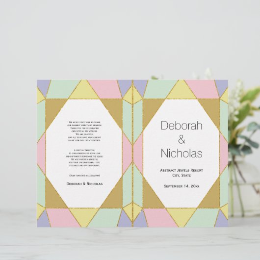 Abstrait bijou tons pâles programme de mariage mod (Debout devant)