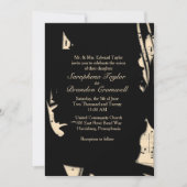 Abstrait Black and Peach Music Faire-part de maria (Devant)