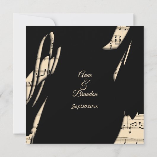 Abstrait Black and Peach Music Faire-part de maria (Dos)