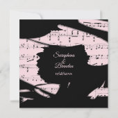 Abstrait Black and Pink Music Faire-part de mariag (Dos)