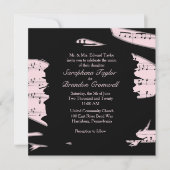 Abstrait Black and Pink Music Faire-part de mariag (Devant)