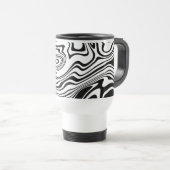 Abstrait Black Blanc Wavy Striped Travel Mug (Devant droit)