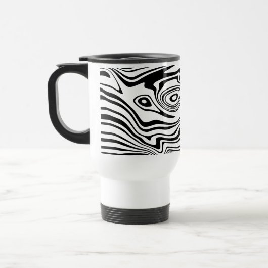 Abstrait Black Blanc Wavy Striped Travel Mug (Gauche)