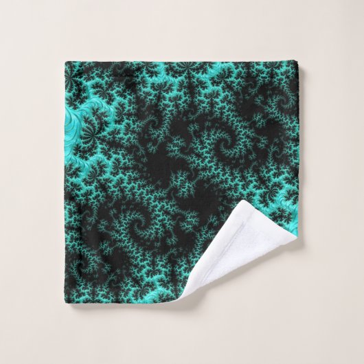 Abstrait Black Green Fractal (Gant de toilette)