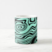 Abstrait Black Turquoise Wavy Striped Coffee Mug (Centre)