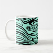 Abstrait Black Turquoise Wavy Striped Coffee Mug (Gauche)