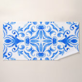Abstrait bleu et blanc dessiné à la main sans cout (Serviette de bain)
