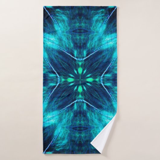 Abstrait Bloom Aqua et Blue Fractal Design (Serviette de bain)