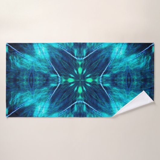 Abstrait Bloom Aqua et Blue Fractal Design (Serviette de bain)