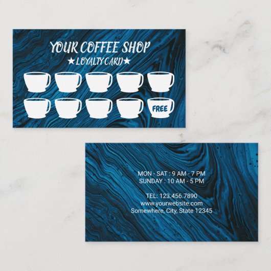 Abstrait Blue Agate Café Cups Café Fidélité (Devant / Derrière)