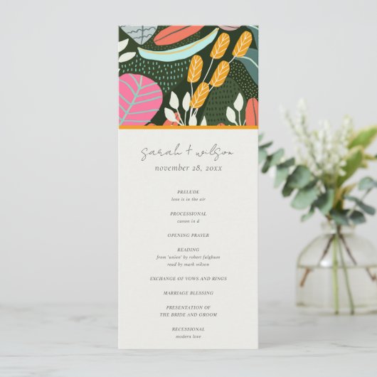Abstrait Bold Programme de mariage botanique tropi (Debout devant)