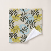Abstrait Botanique Bohème Pastel Vert Bleu (Gant de toilette)