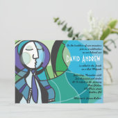 Abstrait Boy avec Tallis Bar Mitzvah Invitation (Debout devant)