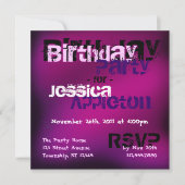 Abstrait branché Fuchsia & Violet Invitations d'an (Devant)