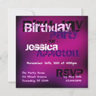 Abstrait branché Fuchsia & Violet Invitations d'an