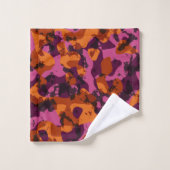 Abstrait camouflage orange, rose et bordeaux (Gant de toilette)