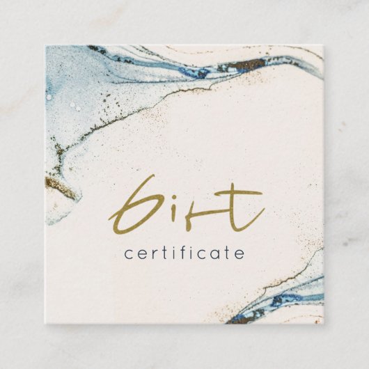Abstrait Chic Blue Gold Beachy Certificat cadeau (Devant)