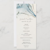 Abstrait Chic Blue Gold Beachy Wedding Programme (Devant)