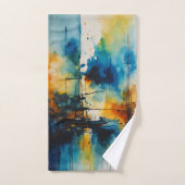 Abstrait cinématographique moderne |"Bleu et orang (Serviette à main)