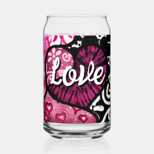 Abstrait coeur d'amour rose Floral Pois noir