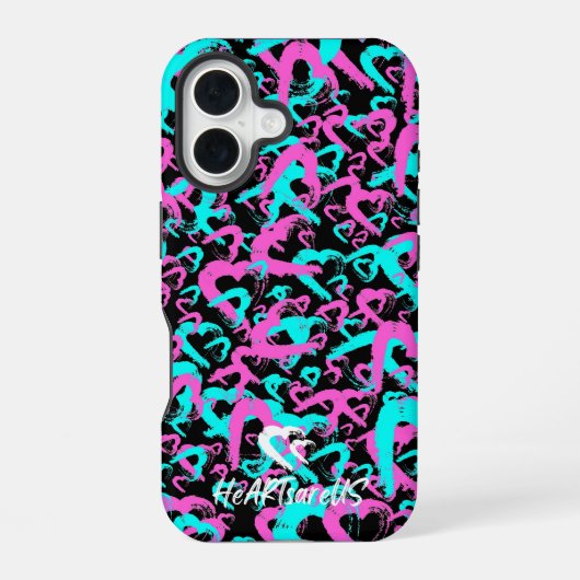 Abstrait Coeurs iPhone 16 Coque (Verso)