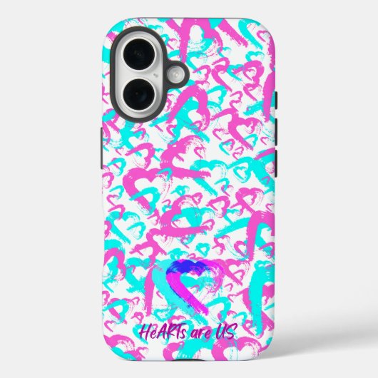Abstrait Coeurs iPhone 16 Coque (Verso)