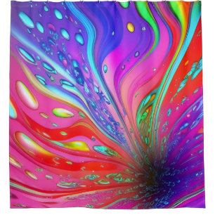 Abstrait coloré Vagues Liquides Douche Rideau
