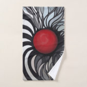 Abstrait, contemporain, cercle rouge, noir, blanc (Serviette à main)