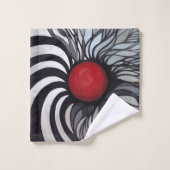 Abstrait, contemporain, cercle rouge, noir, blanc (Gant de toilette)