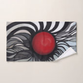 Abstrait, contemporain, cercle rouge, noir, blanc (Serviette à main)