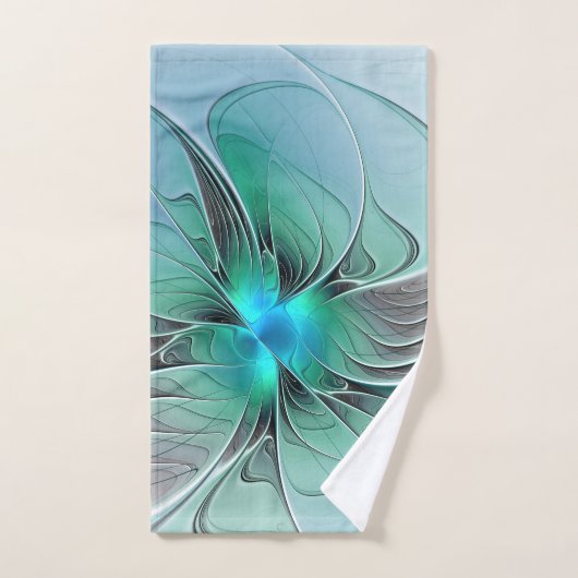 Abstrait De Bleu, Art Fractal Moderne (Serviette à main)