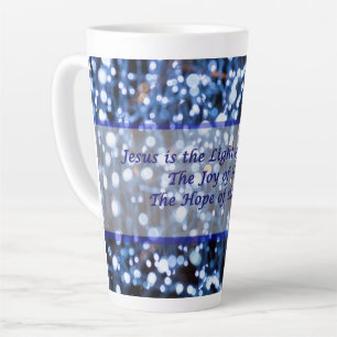 Abstrait De Lumières Bleues Texte Latte Mug