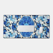 Abstrait de mandala noir blanc bleu (Clavier et souris)