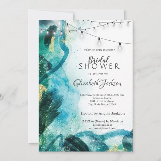 Abstrait, Éclairage à cordes, Aquarelle Invitation (Devant)