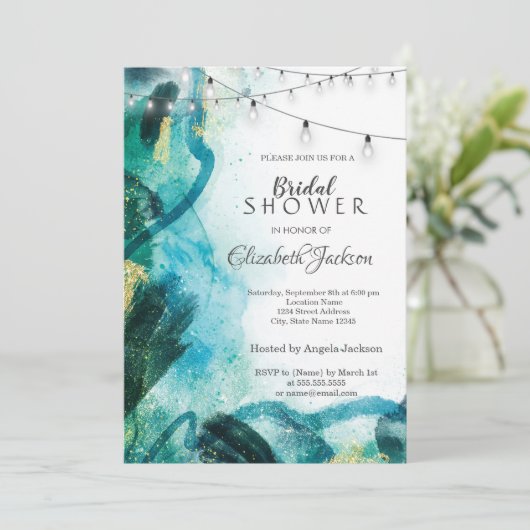 Abstrait, Éclairage à cordes, Aquarelle Invitation (Debout devant)