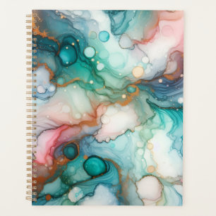Abstrait en rose, sarcelle, bleu et or